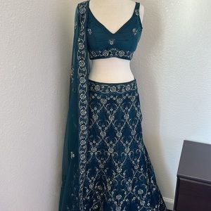 Blue Sequin Indian Lehenga